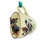 GTCD57A Min Pin, Tan & Black Green Holiday Tea Cup Ornament