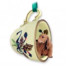 GTCD60A Dachshund, Longhaired, Red Green Holiday Tea Cup Ornament