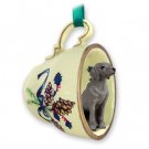 GTCD68 Weimaraner Green Holiday Tea Cup Ornament