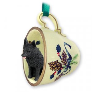 GTCD71 Schipperke  Green Holiday Tea Cup Ornament