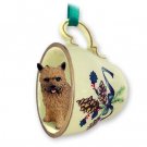 GTCD79 Norwich Terrier Green Holiday Tea Cup Ornament