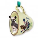 GTCD81 Chinese Crested Dog Green Holiday Tea Cup Ornament