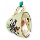 GTCD84B English Setter, Orange Belton Green Holiday Tea Cup Ornament