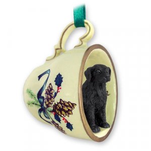 GTCD85 Flat Coated Retriever Green Holiday Tea Cup Ornament