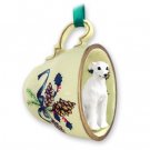 GTCD92A Whippet, White  Green Holiday Tea Cup Ornament
