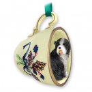 GTCD95 Bearded Collie Green Holiday Tea Cup Ornament