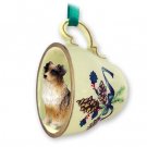 GTCD99A Australian Shepherd Brown Green Holiday Tea Cup Ornament