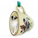 GTCD99B Australian Shepherd Blue Green Holiday Tea Cup Ornament