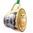 HTCC04 Shorthair Red Tabby Snowman Holiday Tea Cup Ornament