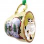 HTCC05 Shorthair Calico Snowman Holiday Tea Cup Ornament