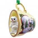 HTCC08 Persian White Snowman Holiday Tea Cup Ornament