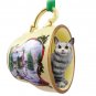 HTCC16 Main Coon Silver Tabby Snowman Holiday Tea Cup Ornament