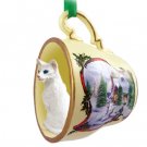 HTCC19 Oriental Shorthair White Snowman Holiday Tea Cup Ornament