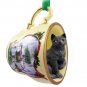 HTCC49 Shorthair Black Tabby Snowman Holiday Tea Cup Ornament