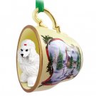 HTCD01A Poodle, White Snowman Holiday Tea Cup Ornament