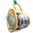 HTCD01B Poodle, Gray Snowman Holiday Tea Cup Ornament