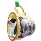 HTCD05B Bulldog, Brindle Snowman Holiday Tea Cup Ornament