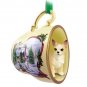 HTCD06B Chihuahua, Tan & White Snowman Holiday Tea Cup Ornament