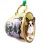 HTCD06C Chihuahua, Brindle & White Snowman Holiday Tea Cup Ornament