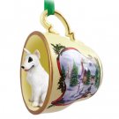 HTCD07A Bull Terrier Snowman Holiday Tea Cup Ornament