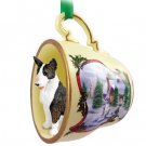 HTCD07B Bull Terrier, Brindle Snowman Holiday Tea Cup Ornament