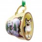 HTCD08A German Shepherd, Tan & Black Snowman Holiday Tea Cup Ornament