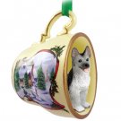 HTCD08B German Shepherd, Silver & Black Snowman Holiday Tea Cup Ornament