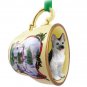HTCD08B German Shepherd, Silver & Black Snowman Holiday Tea Cup Ornament