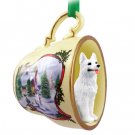 HTCD08C German Shepherd, White Snowman Holiday Tea Cup Ornament