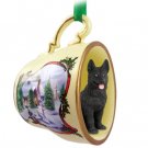 HTCD08D German Shepherd, Black Snowman Holiday Tea Cup Ornament