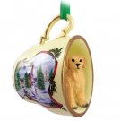 HTCD09 Golden Retriever  Snowman Holiday Tea Cup Ornament