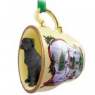 HTCD100A Great Dane, Black, Uncropped Snowman Holiday Tea Cup Ornament