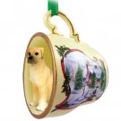 HTCD100B Great Dane, Fawn, Uncropped Snowman Holiday Tea Cup Ornament