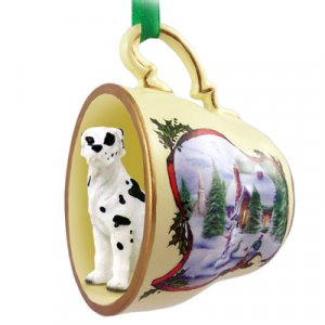HTCD100C Great Dane, Harlequin, Uncropped Snowman Holiday Tea Cup Ornament
