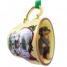 HTCD101B Doberman, Red, Uncropped Snowman Holiday Tea Cup Ornament