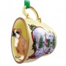 HTCD102A Boxer, Uncropped Snowman Holiday Tea Cup Ornament