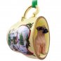 HTCD102B Boxer, Tawny, Uncropped Snowman Holiday Tea Cup Ornament