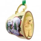 HTCD104C Poodle, Apricot, Sport cut Snowman Holiday Tea Cup Ornament