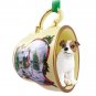 HTCD105A Jack Russell Terrier, Brown & White, Smooth Coat Snowman Holiday Tea Cup Ornament