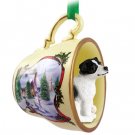 HTCD105B Jack Russell Terrier, Black & White, Smooth Coat Snowman Holiday Tea Cup Ornament