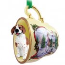 HTCD106A Pointer, Brown & White Snowman Holiday Tea Cup Ornament