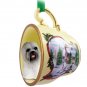 HTCD10A Lhasa Apso, Gray Snowman Holiday Tea Cup Ornament