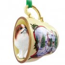 HTCD110B Japanese Chin, Brown & White Snowman Holiday Tea Cup Ornament