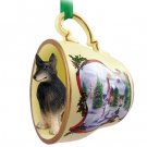 HTCD112 Belgian Turvuren Snowman Holiday Tea Cup Ornament