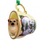 HTCD122 Tibetan Spaniel  Snowman Holiday Tea Cup Ornament