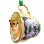 HTCD123 Chihuahua, Long Haired Snowman Holiday Tea Cup Ornament