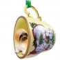 HTCD129B Lhasa Apso, Brown, Sport cut Snowman Holiday Tea Cup Ornament