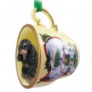 HTCD15F Cocker Spaniel, Black & Tan Snowman Holiday Tea Cup Ornament