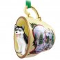 HTCD17A Husky, Black & White, Blue Eyes Snowman Holiday Tea Cup Ornament