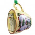 HTCD17D Husky, Gray & White, Brown Eyes Snowman Holiday Tea Cup Ornament